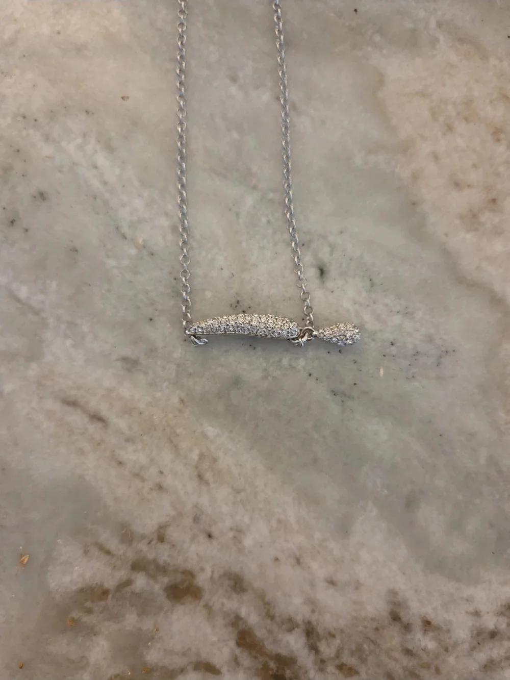 Swarovski Silver Pave Bar Pendant Necklace - Clear Crystal